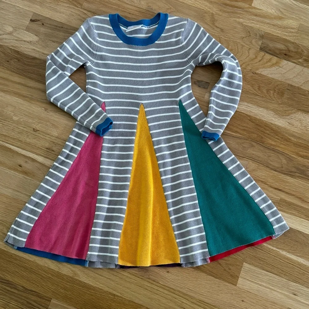 Hanna Andersson Rainbow Sweater Cotton Dress Sz 110